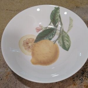 Lemon botanical dish Portugal 8" diameter soup salad dessert cottagecore